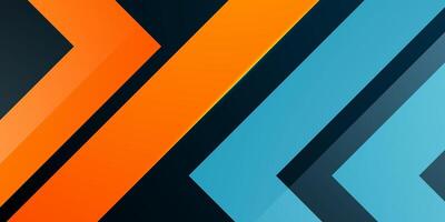 Abstract colorful triangle arrow concept pattern on dark background. Orange and blue pattern color background. vector