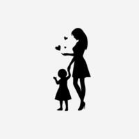 A silhouette of a mother and child holding hands vector