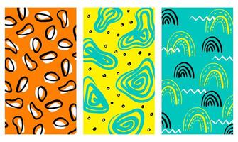 Bold Abstract Pattern Set with Vibrant Colors, Organic Shapes, and Modern Geometric Elements Playful and Trendy Backgrounds for Branding, Social Media, and Graphic Design vector