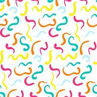 Playful Abstract Squiggle Pattern with Vibrant Colors Seamless Hand-Drawn Doodle Design for Fabric, Wrapping Paper, Wallpapers, Stationery, and Trendy Digital Backgrounds vector