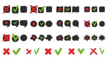 Check Mark and Cross Symbol Icons Set vector