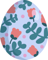 easter egg with flowers and leaves on transparent background with blue and red color png