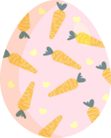 easter egg with carrot and leaves with soft pastel color pink on transparent background png
