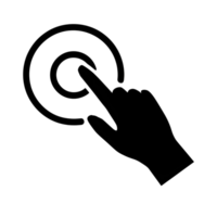 silhouette design for a click here button png