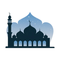 silhouette of a mosque with a minaret and multiple domes png