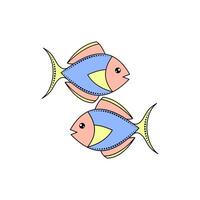 Pisces zodiac sign in line art style on white background. vector