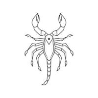 Scorpio zodiac sign in line art style on white background. vector
