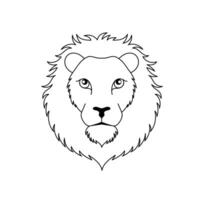 Loin head icon in line art style on white background. vector
