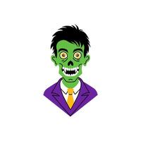 Portrait of a cheerful zombie in doodle style on a white background. vector