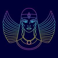Isis the goddess of ancient Egypt. Colorful gradient icon on dark blue background. vector