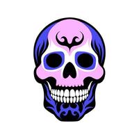 Multicoloured cheerful smiling skull on white background. vector