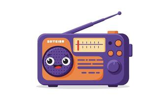 Music Broadcast Illustration of Smiling Radio with Classic Design vector