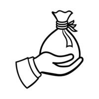 hand holding a bag vector