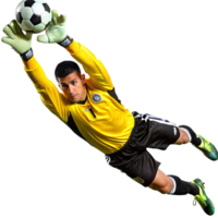 Soccer Goalkeeper Making a Dynamic Dive Save During a Thrilling Match png