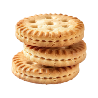 A Stack of Three Delicious Golden Brown Round Cookies with a Crispy Texture png