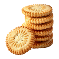 A Delicious Stack of Golden Brown Butter Cookies with a Decorative Pattern png