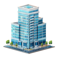 Modern City Skyscraper Building with Rooftop Pool and Surrounding Urban Environment png