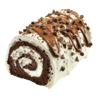 Delicious Chocolate Swirl Cake Roll with Chocolate Ganache and Chocolate Chips png