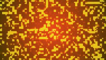 Golden dot ball tech background animation on orange background, animated digital cyberspace background suitable for circuit boards, technological developments, business, electronics and computers, video