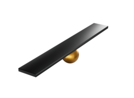 A Black Balanced Seesaw On Shiny Golden Fulcrum Symbolizes Leverage And Equilibrium, 3D Illustration png