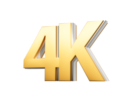 Golden 4K Text With Metallic Gleam. Emphasizing Its Milestone Or Resolution Symbolism 3D Illustration png