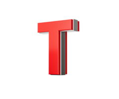 Vibrant Red Capital Letter T Gleams With Its Sleek Design Bold Font With Sharp Edges 3D Illustration png