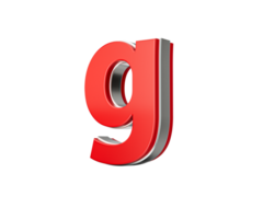 Vibrant Red Small Letter g Gleams With Its Sleek Metallic Design With Sharp Edges 3D Illustration png