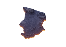 Illuminated Chad Data Map Highlighting Geographical Features Neon Glow Light. 3D Illustration png