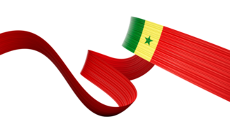3D representation of the Senegal flag in a wavy, shiny ribbon form. 3D Illustration. png