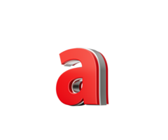 Vibrant Red Small Letter a Gleams With Its Sleek Metallic Design With Sharp Edges 3D Illustration png