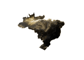 Brazil Map Golden Metallic Texture Map Gold Reserves And Gold Mining Concept. 3D Illustration png