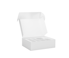 White Cardboard Box Open Showcase Mockup Sleek Modern Design For Product Display 3d Illustration png
