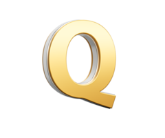 Golden Capital Letter Q Gleams With Sleek Modern Design Bold Font With Sharp Edges 3D Illustration png