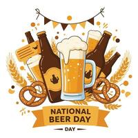 Happy Beer Day Cheers with Smiling Beer Mug and Party Vibes vector