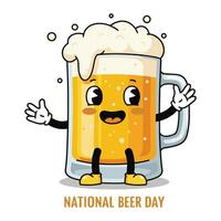 Happy Beer Day Fun Scene with Cheers and Cute Beer Characters vector