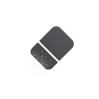 Abstract Art. Digital Eraser Disintegrating into Sparkling Particles on Black Background png