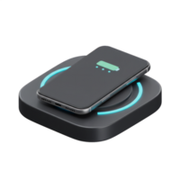sem fio cobrando estação. moderno Smartphone em indutivo almofada, bateria indicador mostrando cobrando progresso png