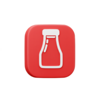 vermelho quadrado ícone 3d renderizar. garrafa Projeto aplicativo ui elemento para condimento embalagem png