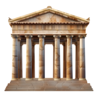 3D Classical Greek Architecture Temple With Columns On Transparent Background png