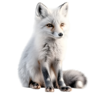 a white fox sitting on transparent background png