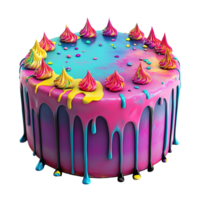a cake with colorful icing and sprinkles transparent background png