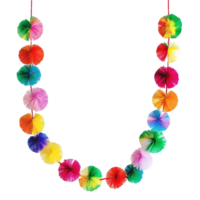 a colorful paper flower garland hanging from a string transparent background png