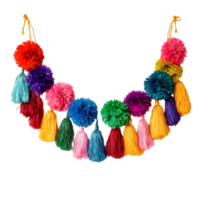 a colorful tassel garland hanging on a string transparent background png