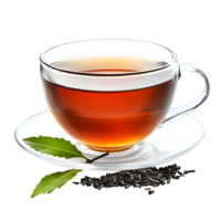 black tea with leaves and leaves on transparent background png