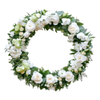 a wreath of white flowers on a transparent background png