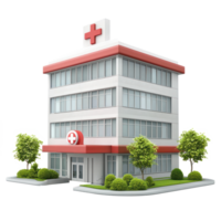 medical building with red cross isolate on transparent background png