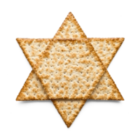 A Matzo Star of David shape top view isolate on transparent background png