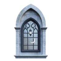 a window with a crescent moon isolate on transparent background png