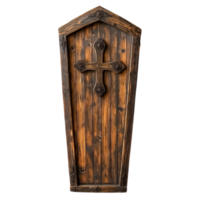 a wooden coffin with a cross isolate on transparent background png