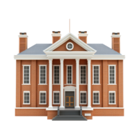 a red brick building with a white porch and columns png